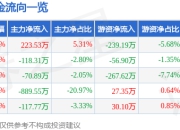 股票行情快报：苏文电能（300982）5月8日主力资金净买入223.53万元