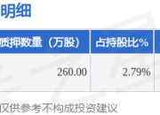 名臣健康（002919）股东陈勤发质押260万股，占总股本0.98%